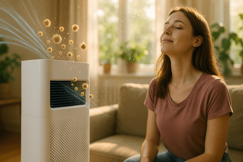 person smell fresh air